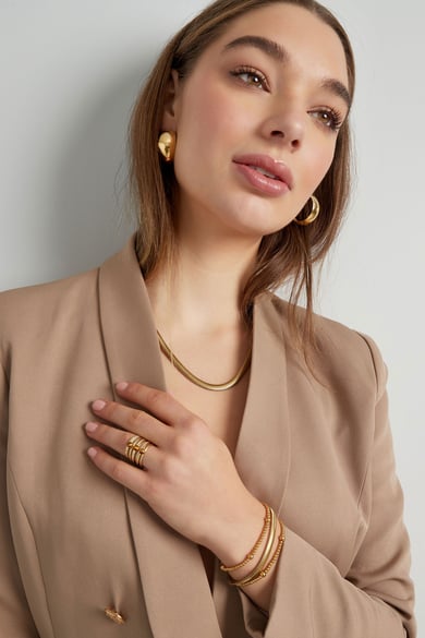 Unisex Kette flach mit Struktur - Goldfarbe-6.0MM h5 Bild2